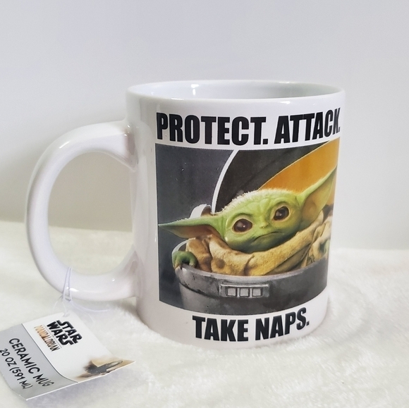 Star Wars Disney Yoda Protect Attack Take Naps Ceramic Mug 20 Oz NWT - Picture 4 of 10